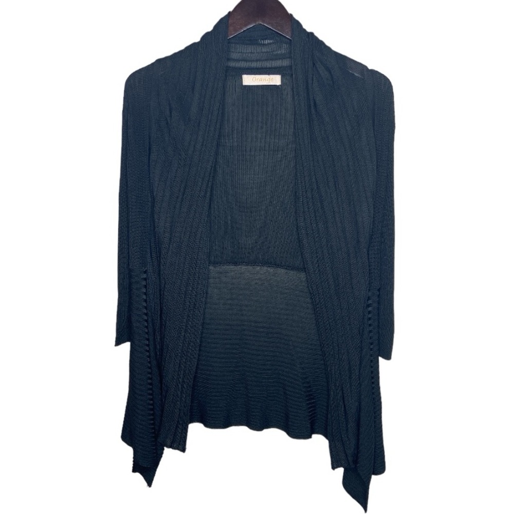 ORANGE Black Open Front Ribbed Cardigan - Picture 2 of 12